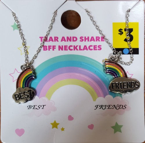 Kids BFF Rainbow Necklace Set – Best Friends Pendant (2 Necklaces)