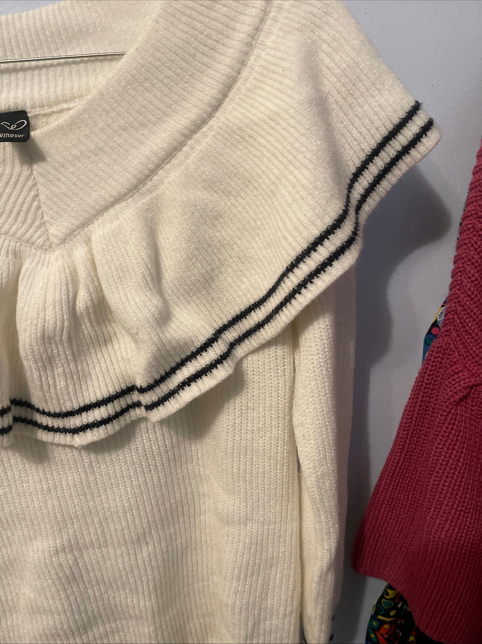 Thumbnail: Windsor  Striped Off-the-Shoulder Rib-Knit Sweater