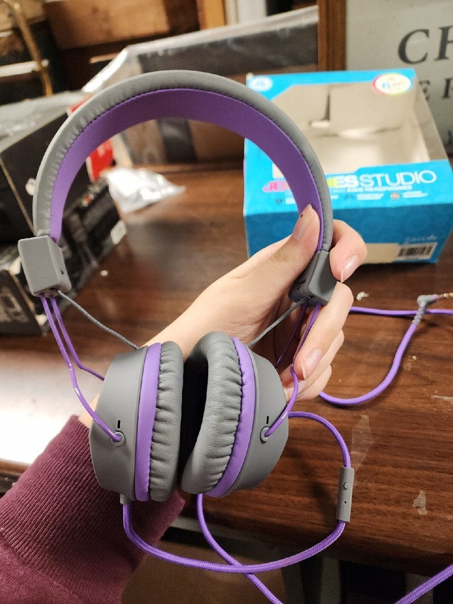 Thumbnail: JLAB JBuddies STUDIO Over Ear Folding Kids Wired Headphones Age 6+ Purple 