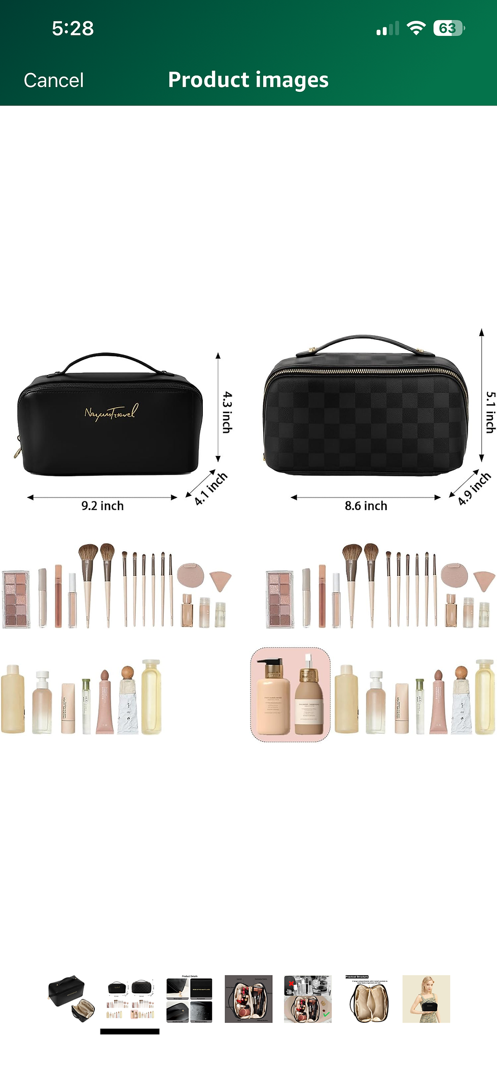 Thumbnail: Travel Makeup Bag,Large Capacity Cosmetic Bags for Women,Waterproof Portable Pou
