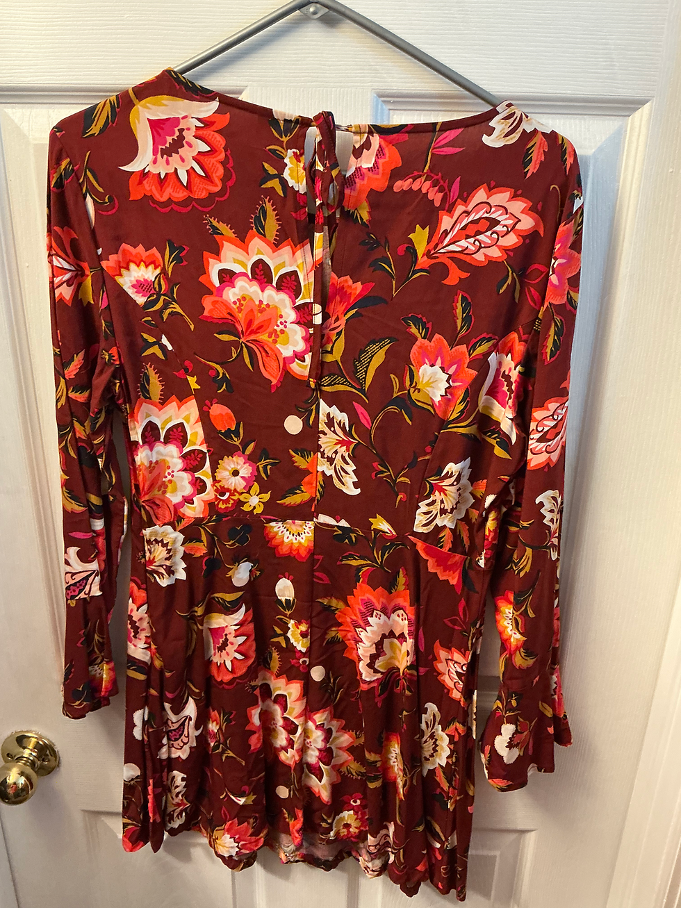 Thumbnail: Old Navy Women's Dress, Size 8 Burgundy Multicolor, 100% Rayon