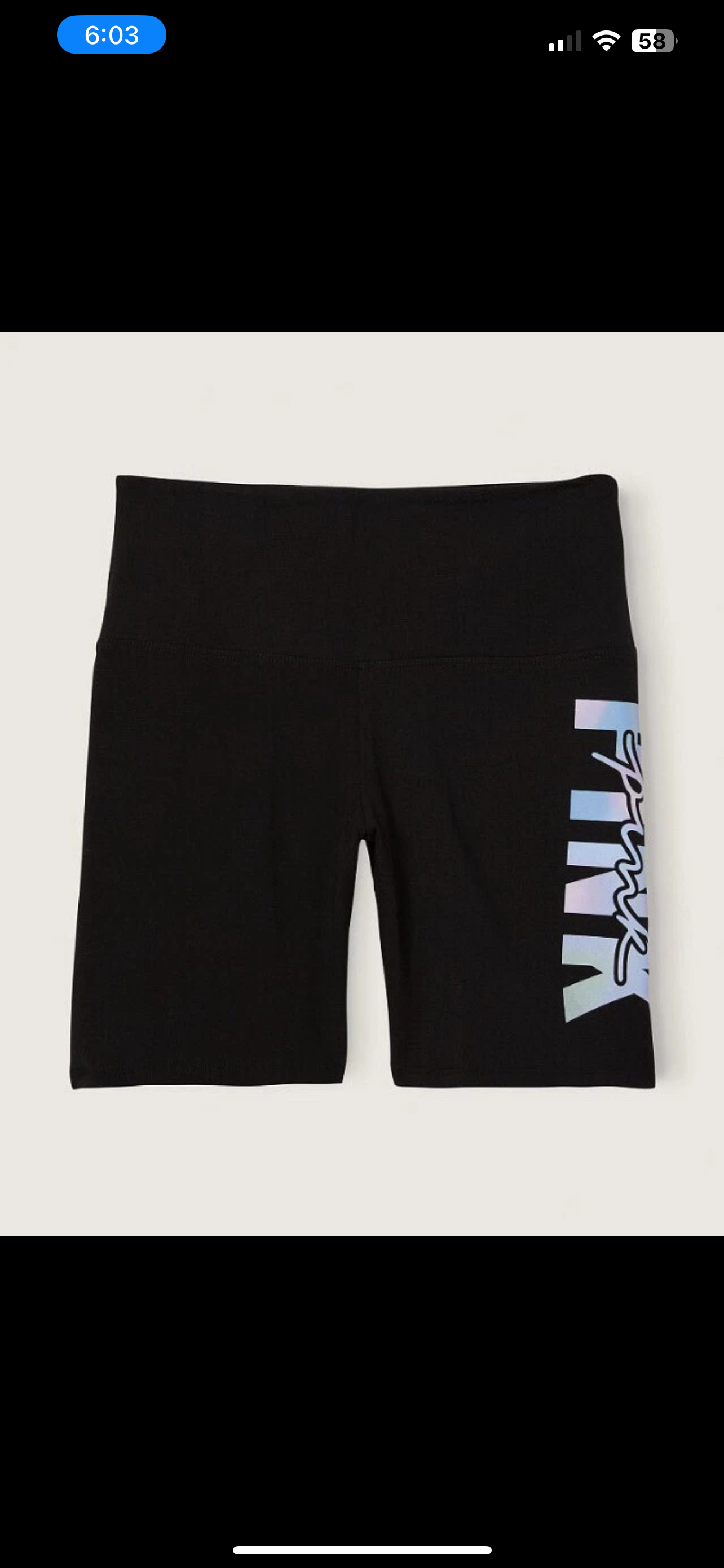 VS VICTORIAS SECRET PINK HIGH WAIST BIKE SHORT SHORTIE PURE BLACK BLURRED small