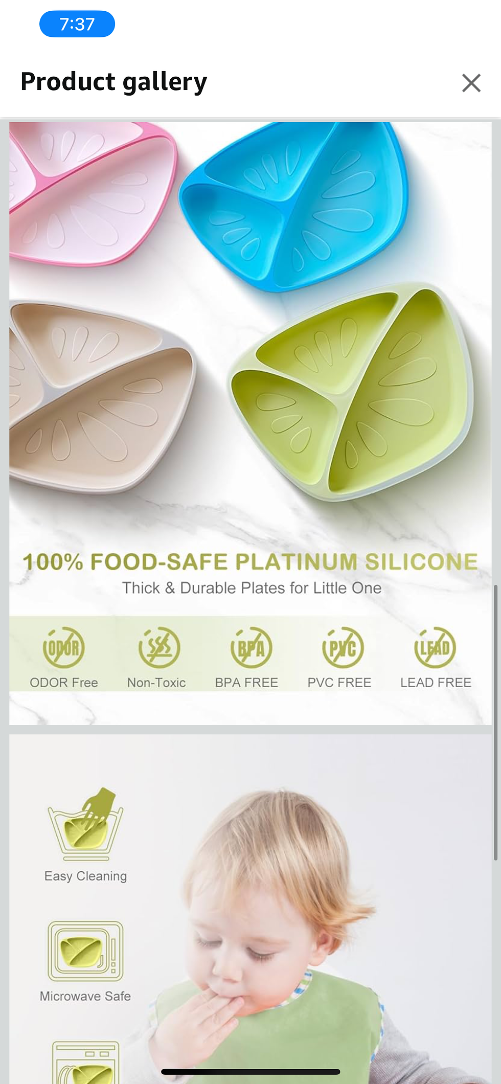 Thumbnail: Baby & Toddler Plates with Suction, 100% Food Grade Silicone Divided Baby Suctio