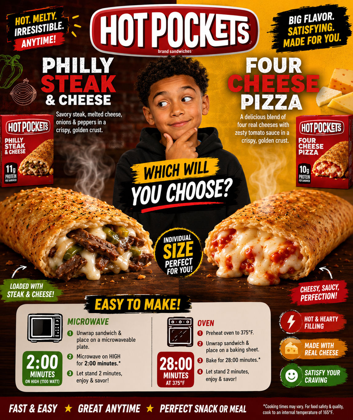 Hot Pockets Philly Steak & Cheese & Four Cheese Pizza