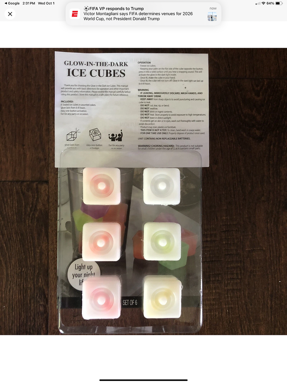 Thumbnail: Glow In The Dark Ice Cubes Party Supply Light Up Your Night Set Of 6 BB-3.7-10