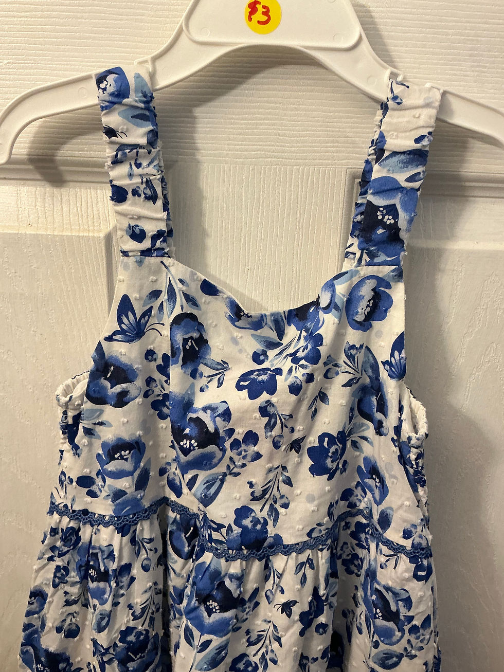 Thumbnail: Isaac Mizrahi Girls Blue Floral Tiered Dress Size 7 | Ruffle Strap Sundress  Des