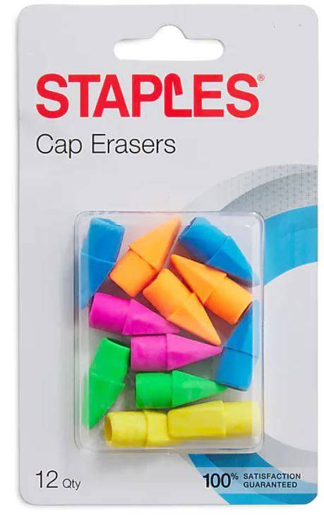 Staples Erasers Assorted Colors Dozen (771352)