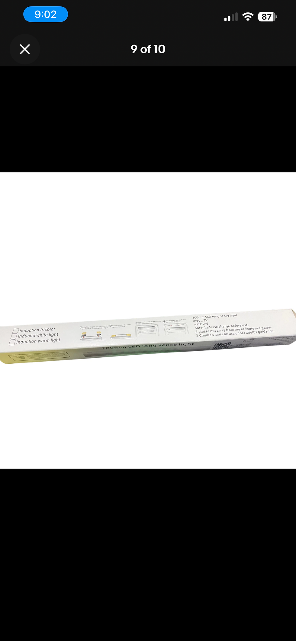 Thumbnail: 8in LED  Motion Sensor Under Cabinet  Light USB Rechargeable Kitchen Lamp NEW