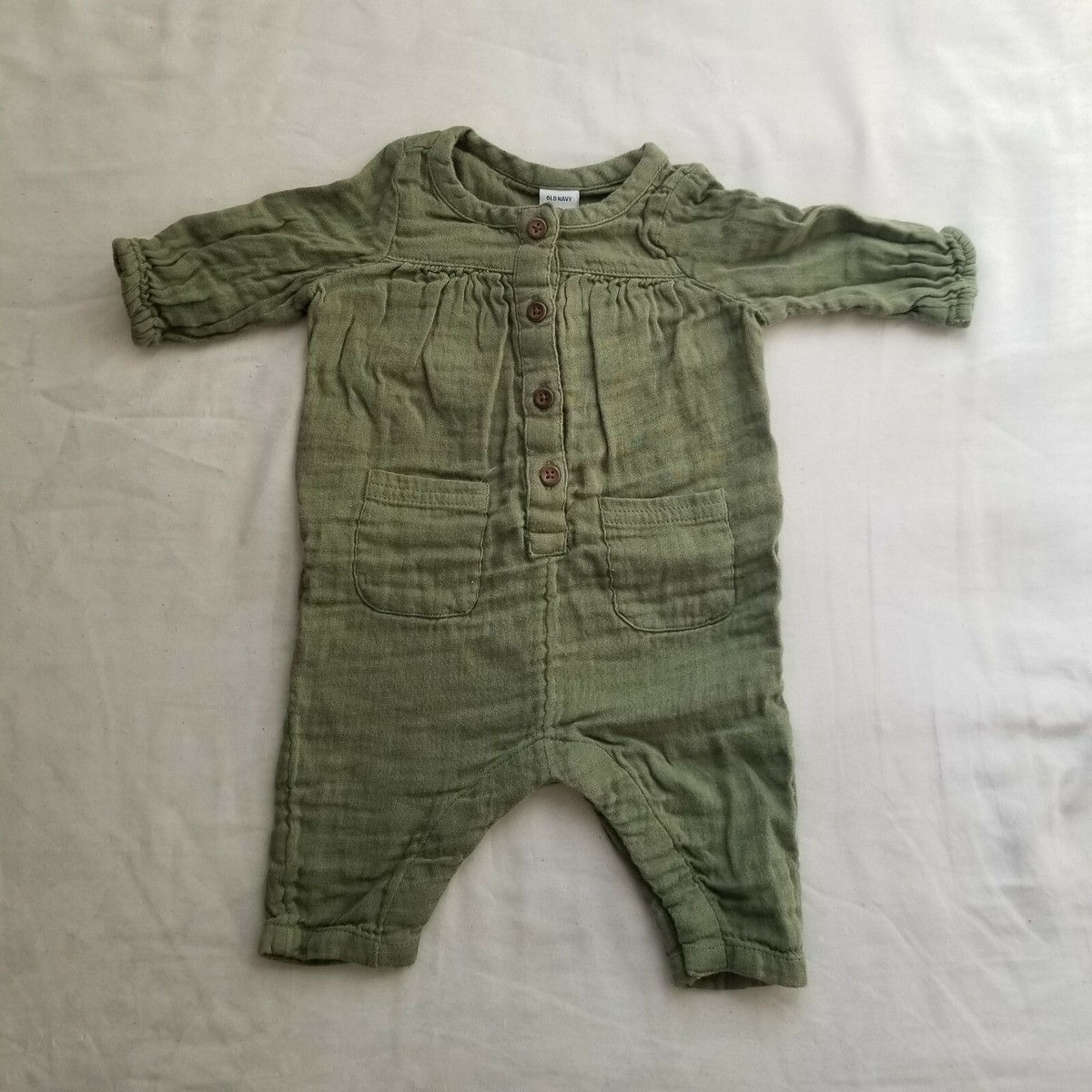 OLD NAVY TODDLER GIRLS OLIVE GREEN MILITARY ROMPER ONE PIECE SIZE 12-18m