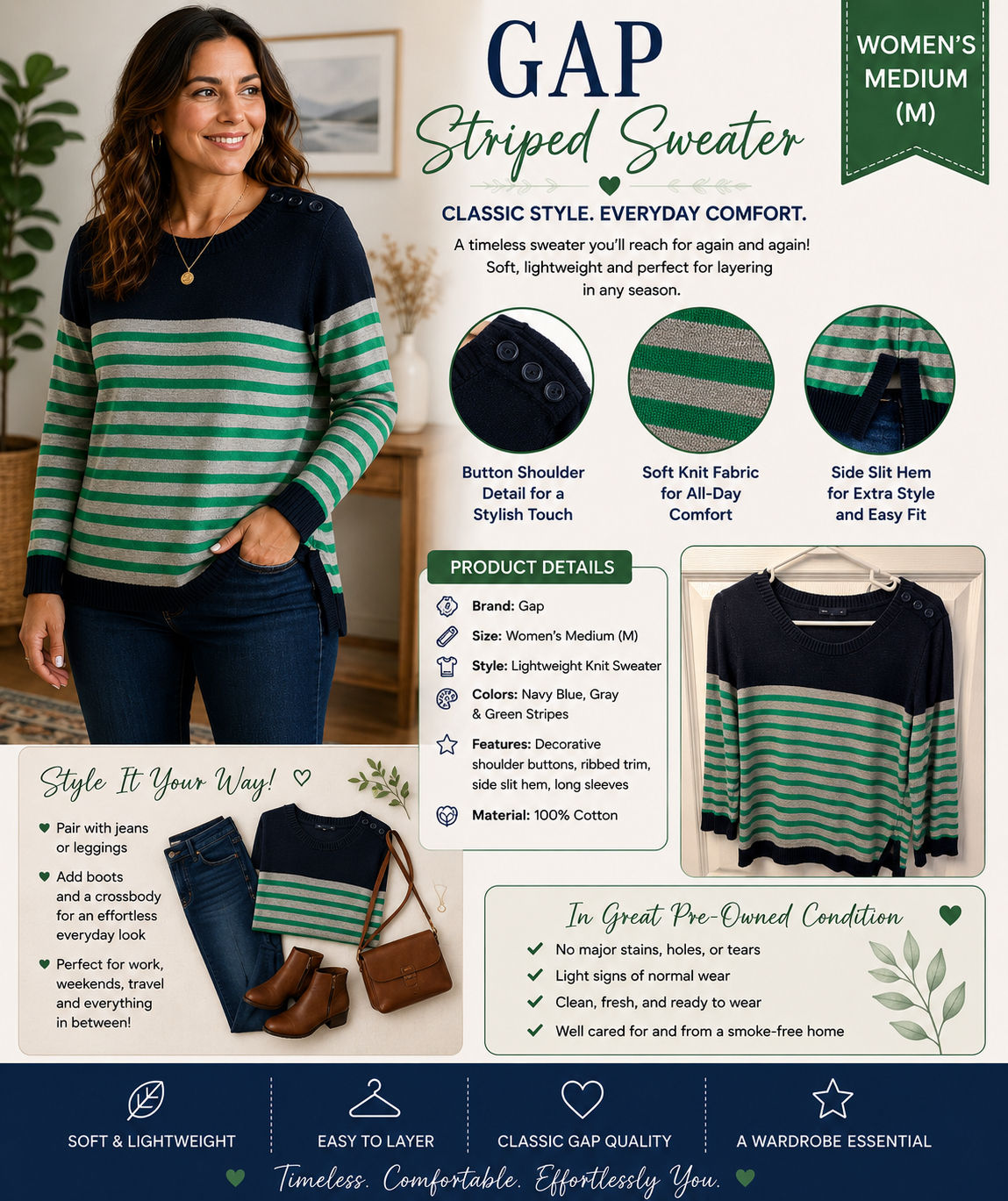 Gap long-sleeve shirt with stripes.
