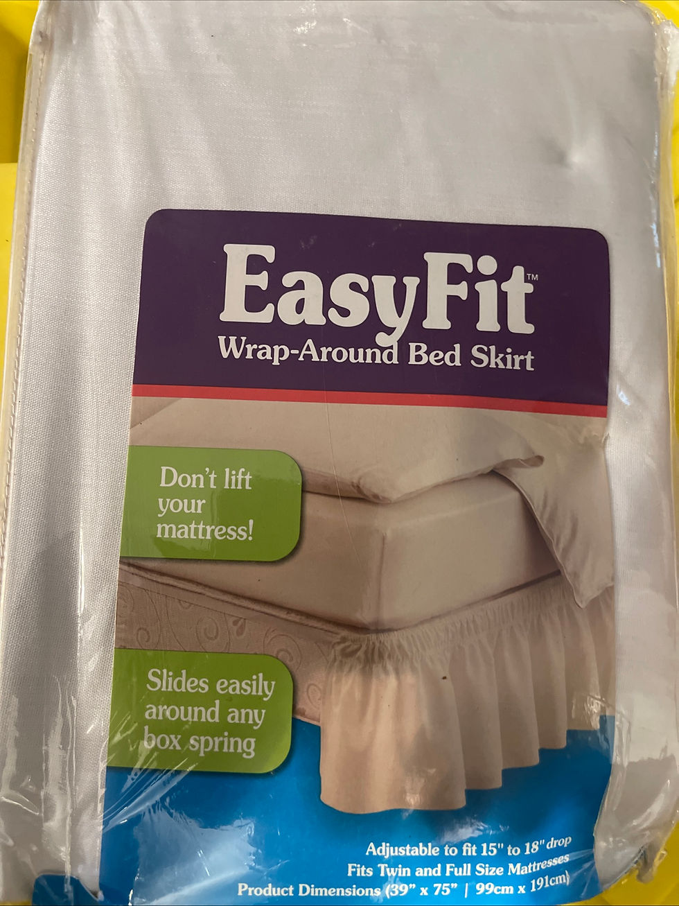 Thumbnail: White Bed Skirt Easy Fit Wrap Around Bed Skirt full twin Size New In package