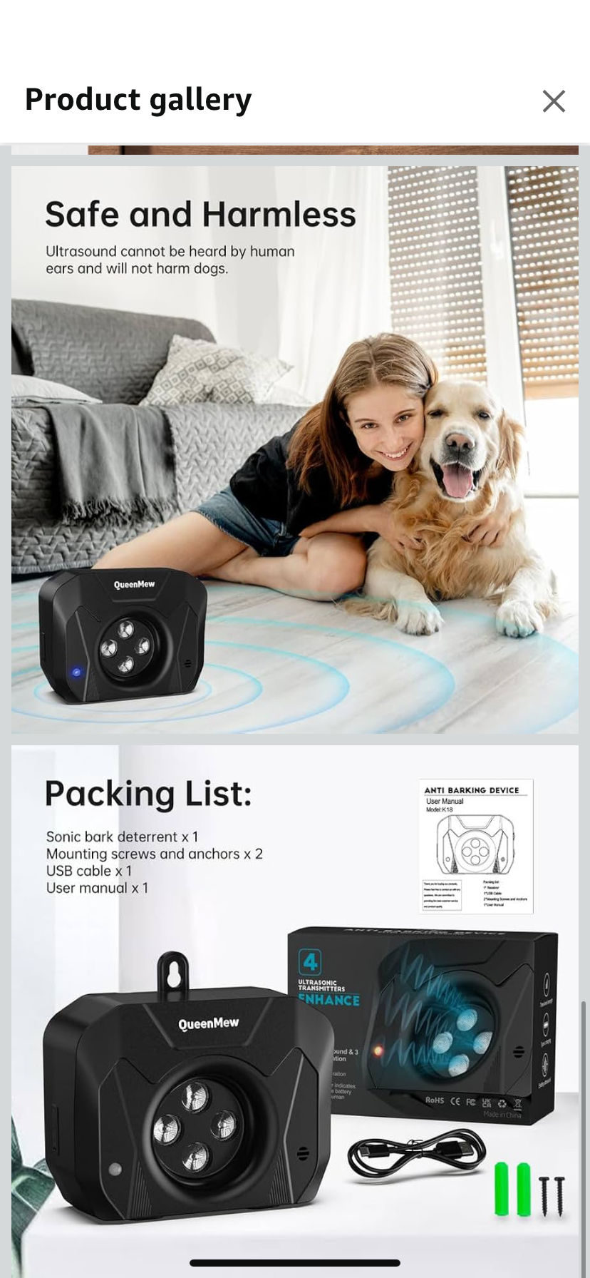 Thumbnail: Anti Barking Device, Bark Control Device, Dog Barking Deterrent with 3 Adjustabl