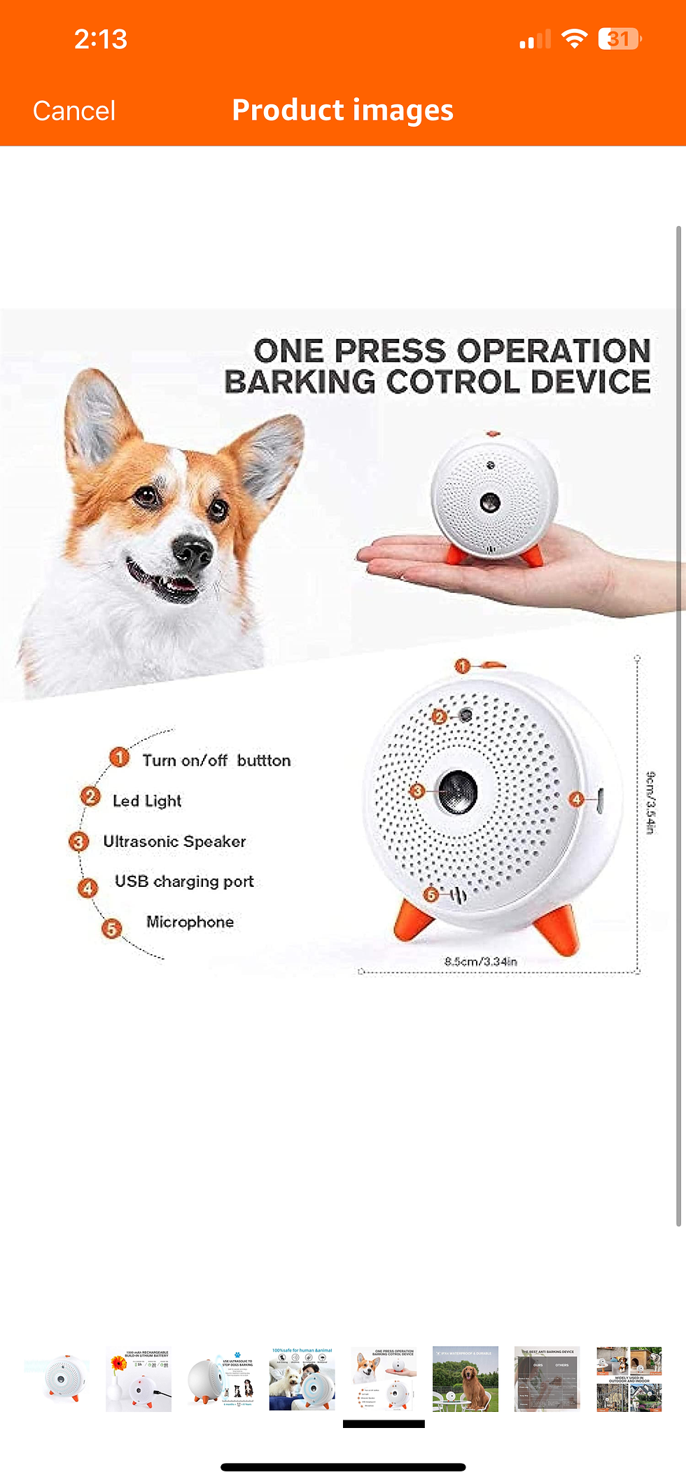 Thumbnail: Anti Barking Device, 2-in-1 Bark Control Device and Dog Training, Ultrasonic Dog