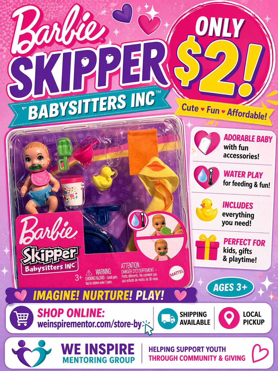 Barbie Skipper Babysitters Inc Baby Doll Playset (Ages 3+)