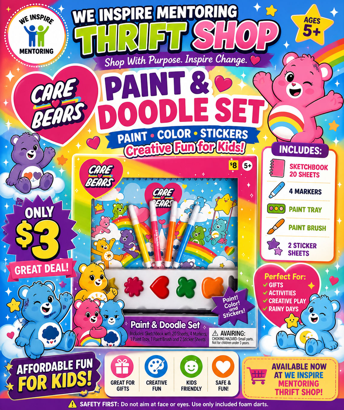 🌈 Care Bears Paint & Doodle Set
