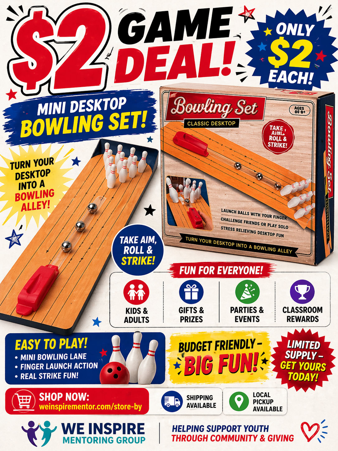 Mini Desktop Bowling Set – Fun Tabletop Game (Ages 6+)