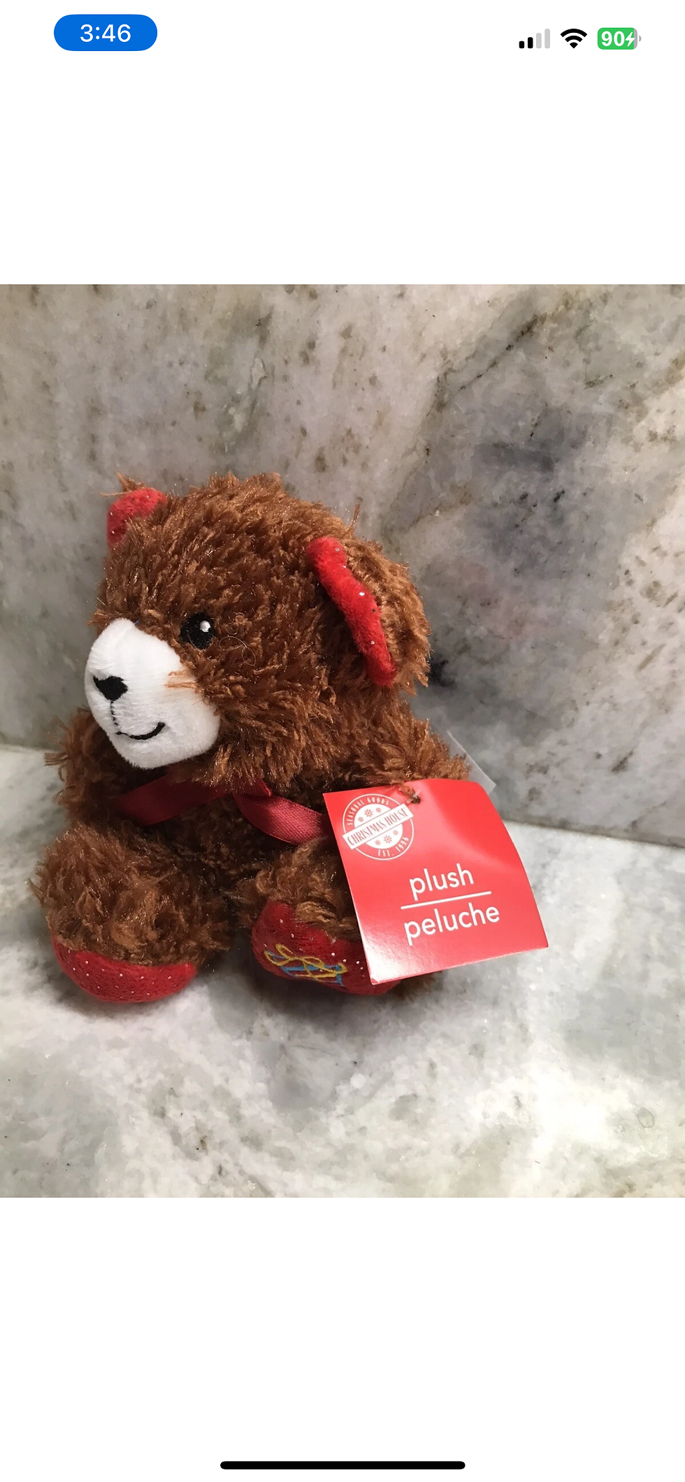 Thumbnail: Vintage-Christmas House Plush Stuffed Teddy Bear Bear 6inch Collectible Toy.