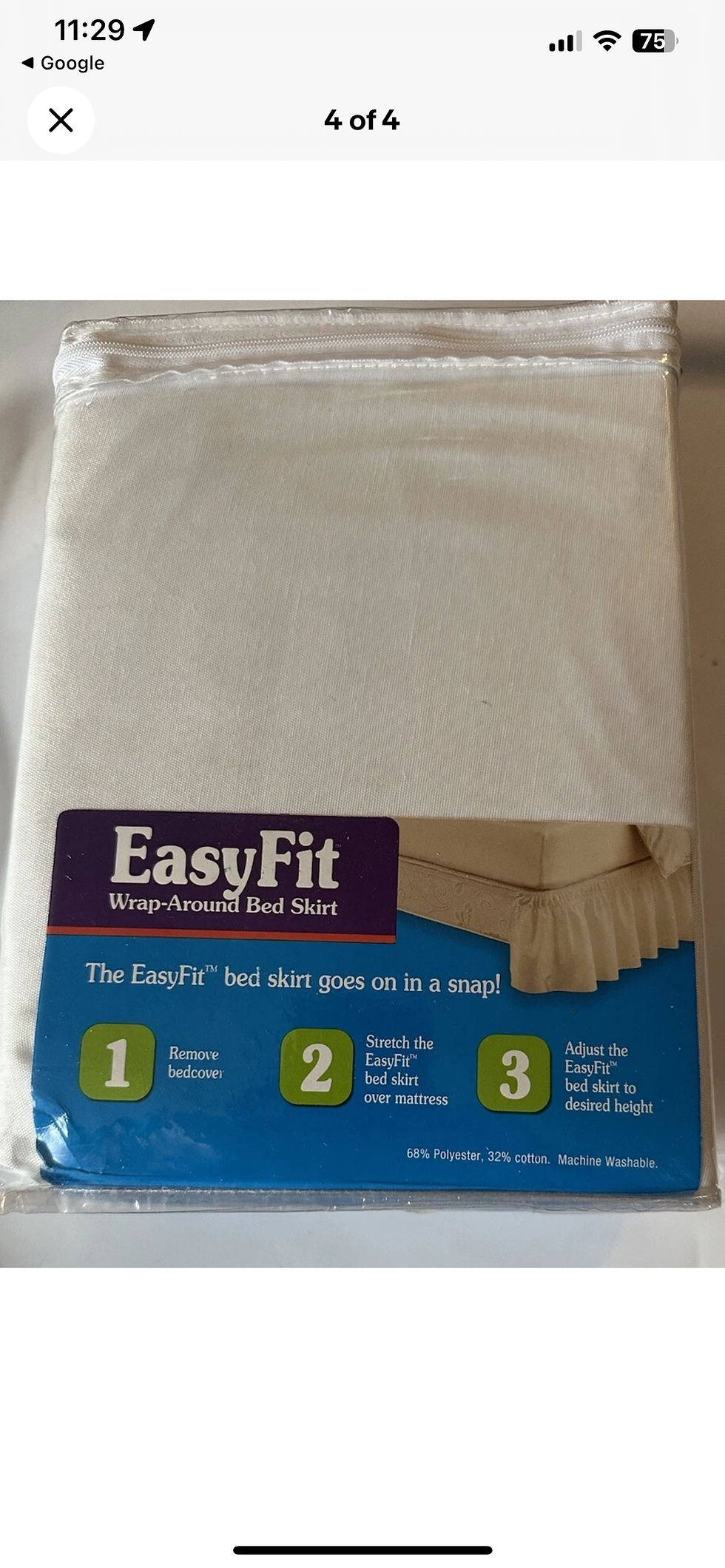Thumbnail: White Bed Skirt Easy Fit Wrap Around Bed Skirt full twin Size New In package