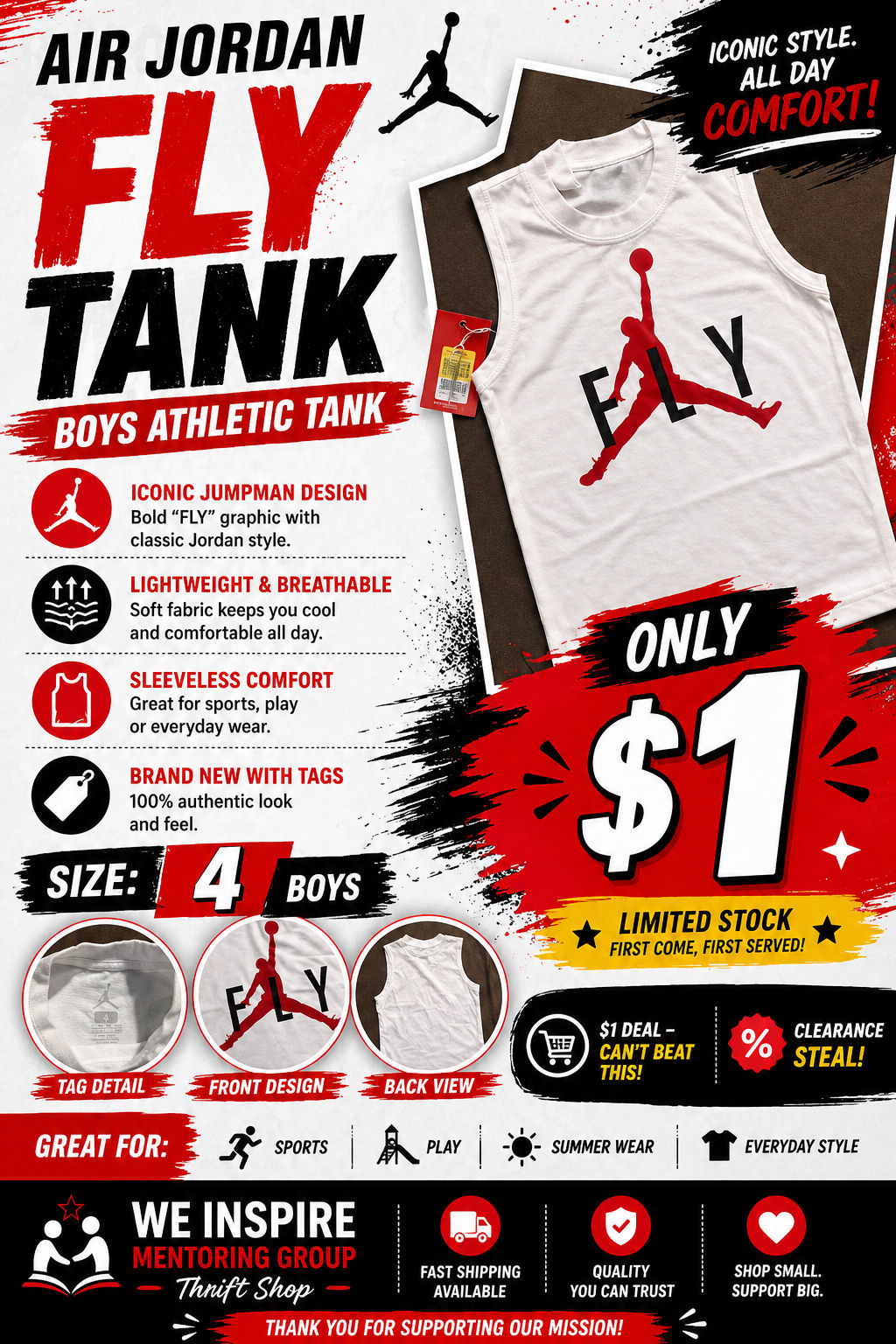 🏀 Jordan “FLY” Kids Tank Top – New