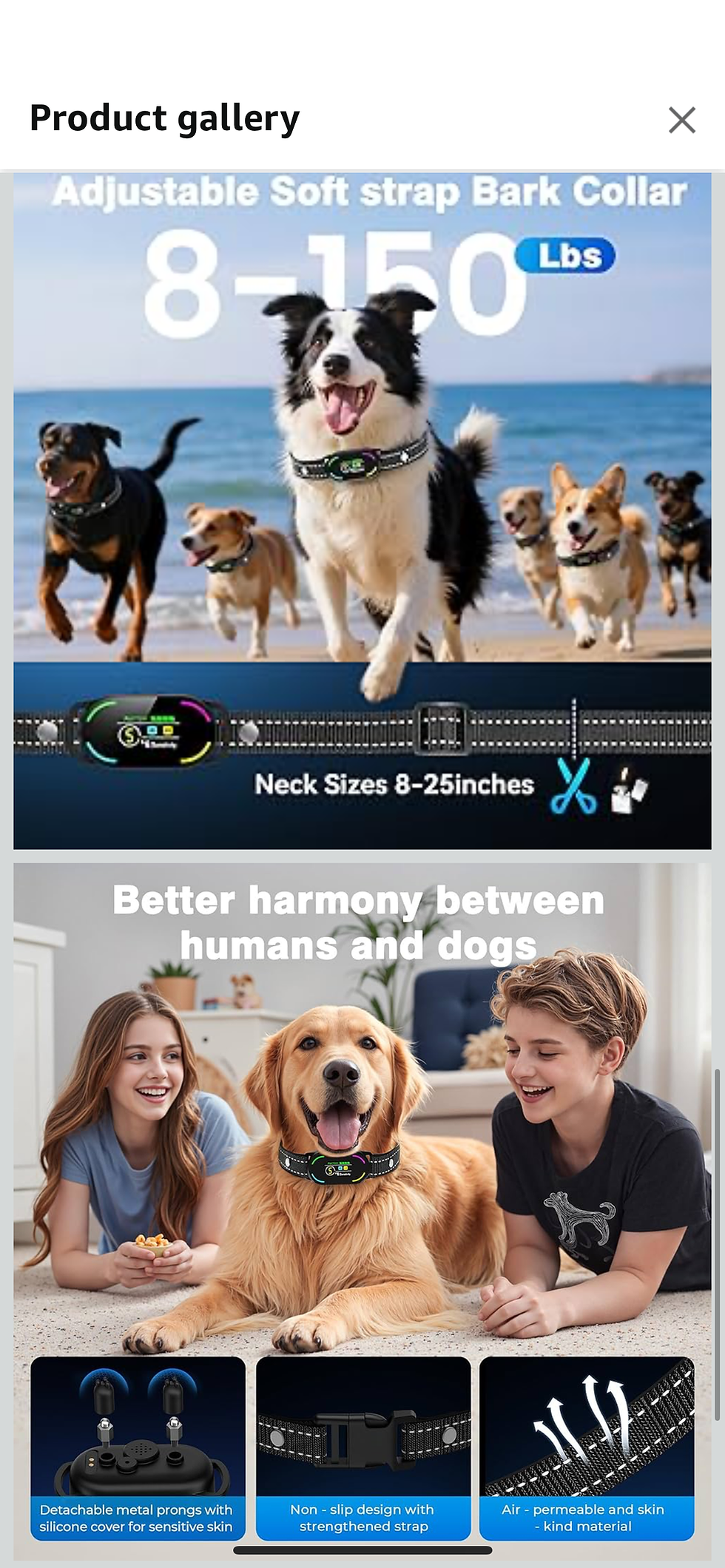 Thumbnail: Dog Bark Collar, Rechargeable Smart Collar, with 4 Adjustable Modes Beep Vibrati