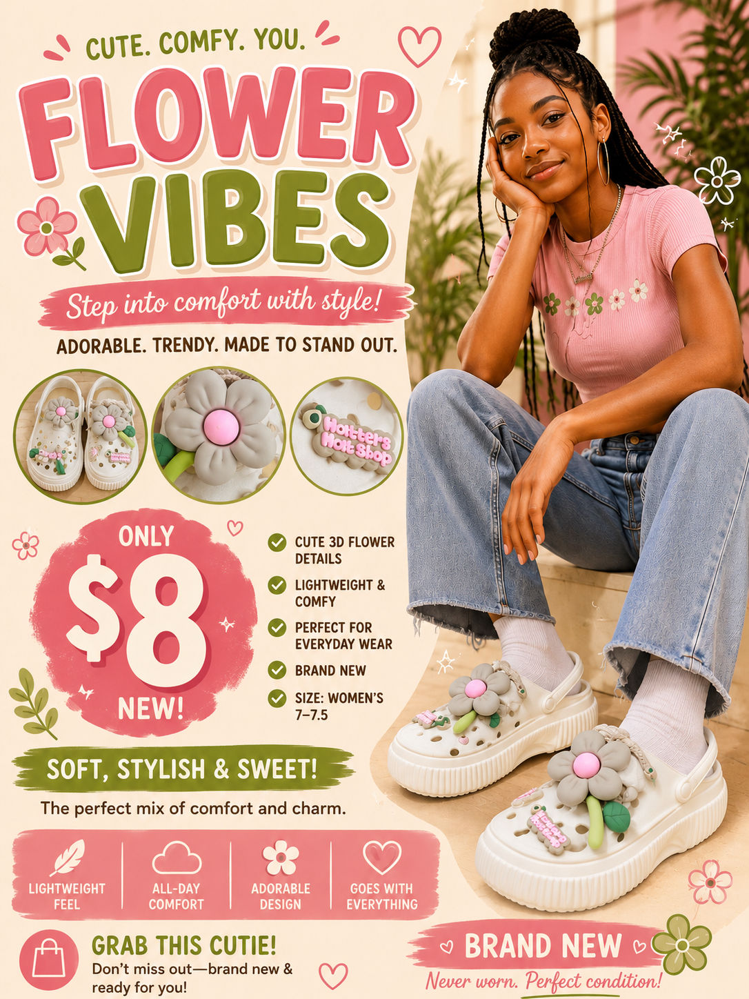 Flower Vibes Platform Clogs – New