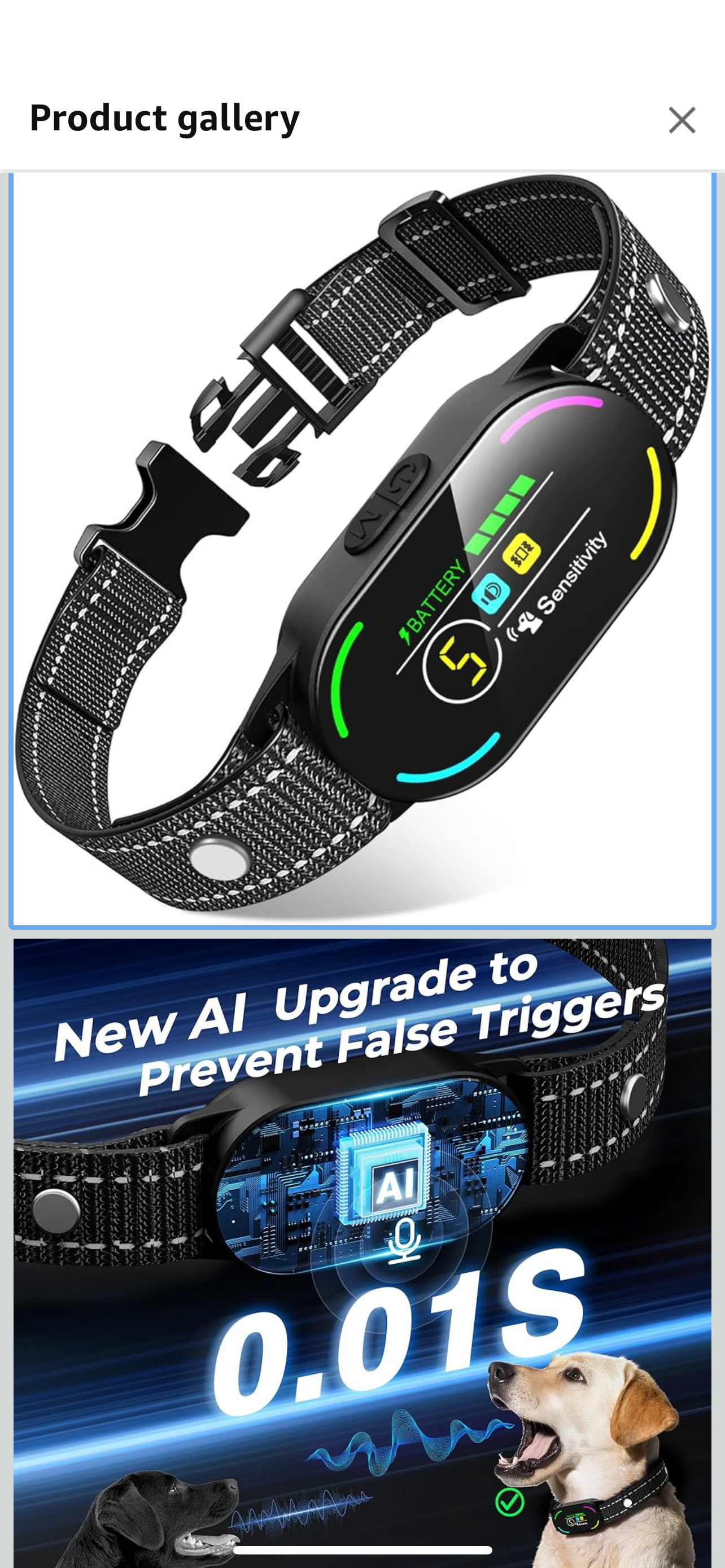 Dog Bark Collar, Rechargeable Smart Collar, with 4 Adjustable Modes Beep Vibrati