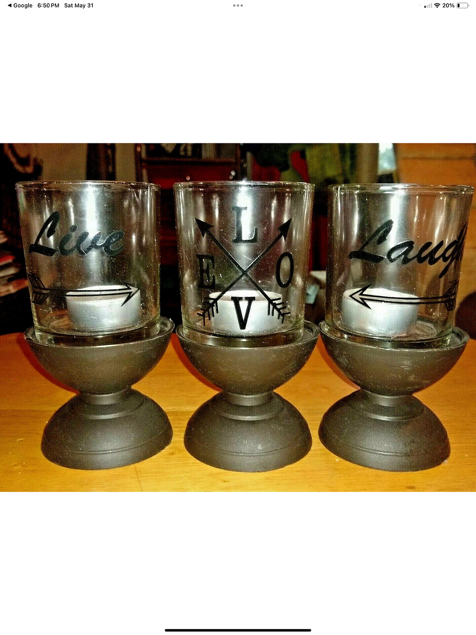 Thumbnail: True Living Essentials LIVE LAUGH LOVE 6pc Votive Candle Holder Set NEW in Box