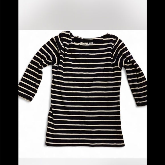 L.L. Bean Navy and White nautical Striped Top preppy
