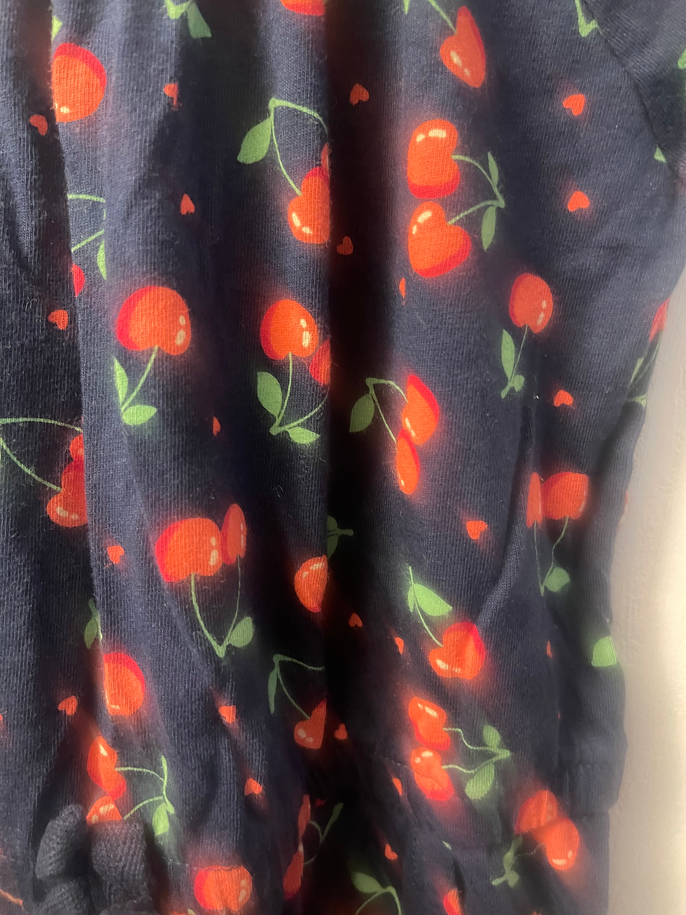 Thumbnail: Wonder Nation Baby Girl Cherry 🍒Romper Size 5T Pocket And Flutter Sleeves.