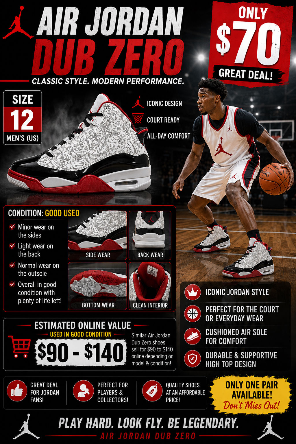 Air Jordan Dub Zero – Men’s Basketball Shoes (Size 12)  