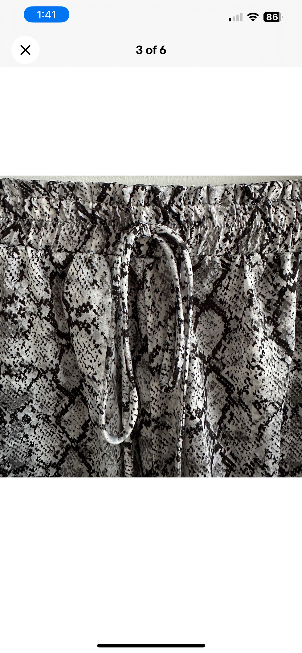 Thumbnail: Allie Rose Gray And Black Snake Print Silky Shorts Size medium 