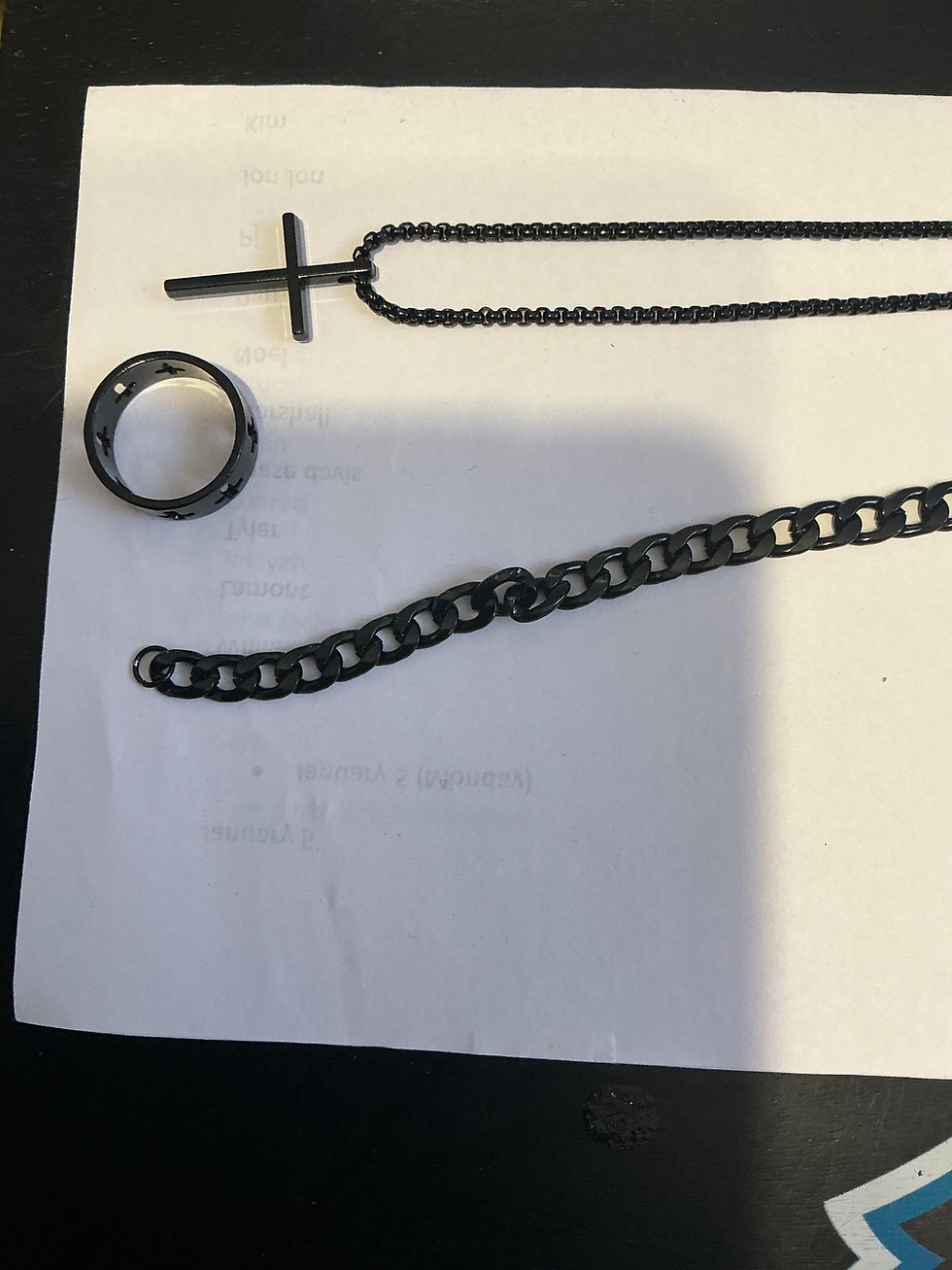 Thumbnail: Men’s Black Cross Jewelry Set – Necklace, Bracelet & Ring