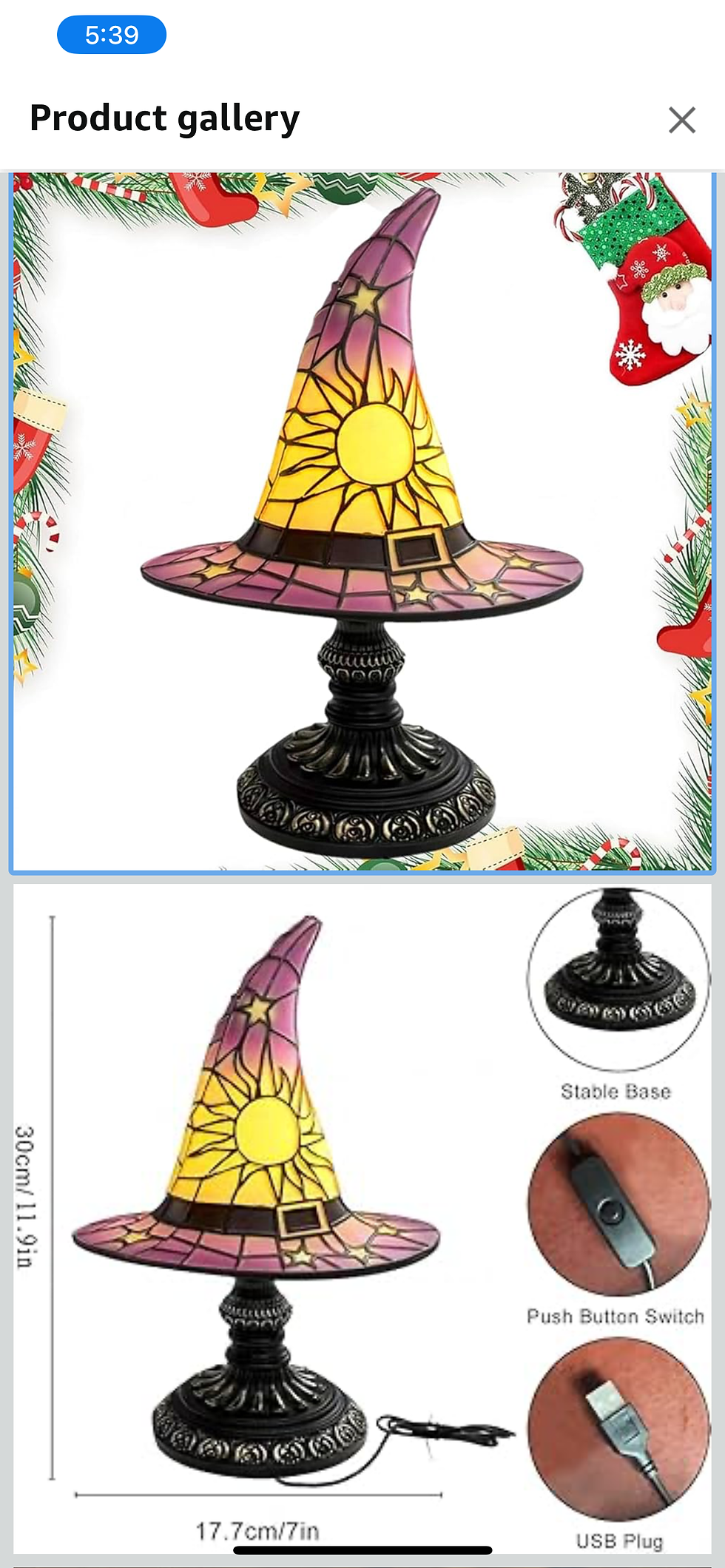 Thumbnail: Witch Hat Lamps - Handcrafted Stained Gothic Wizard Hat Lights for Decor,Light w