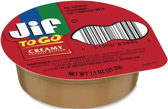Thumbnail: Jif To Go Creamy Peanut Butter,1.1 oz Each