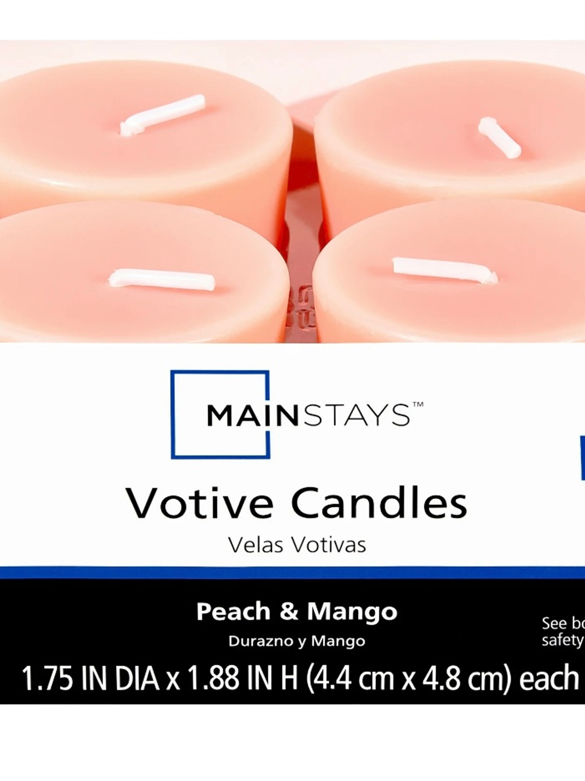 Mainstays Scented Votive Candles, Pink, Peach & Mango, 4 Count