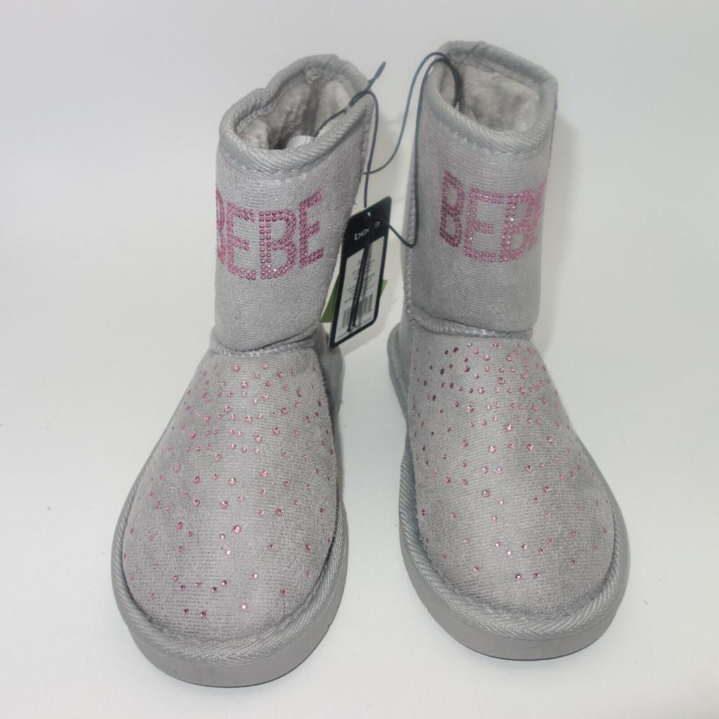 NEW Bebe Gray with Pink Rhinestones Boots Booties Girls Size 2