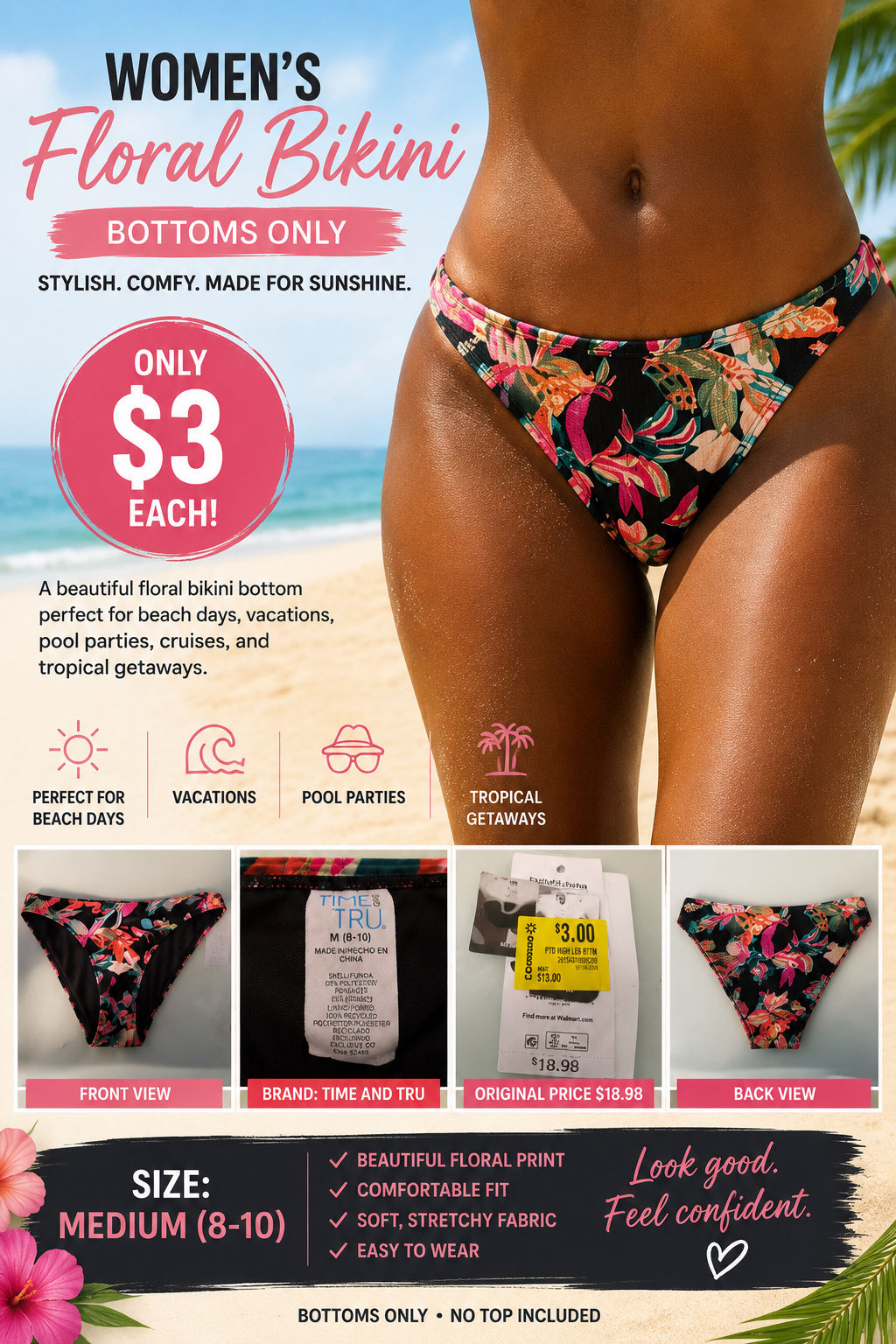 Women’s Floral Bikini Bottoms