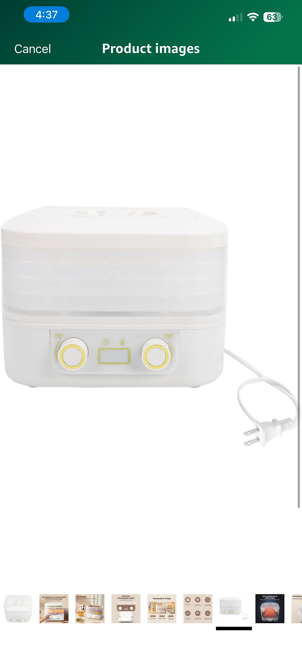 Thumbnail: 160W Food Dehydrator, 5 Layers Dual Knobs Electric Fruit Dryer with 1-48H Timer,