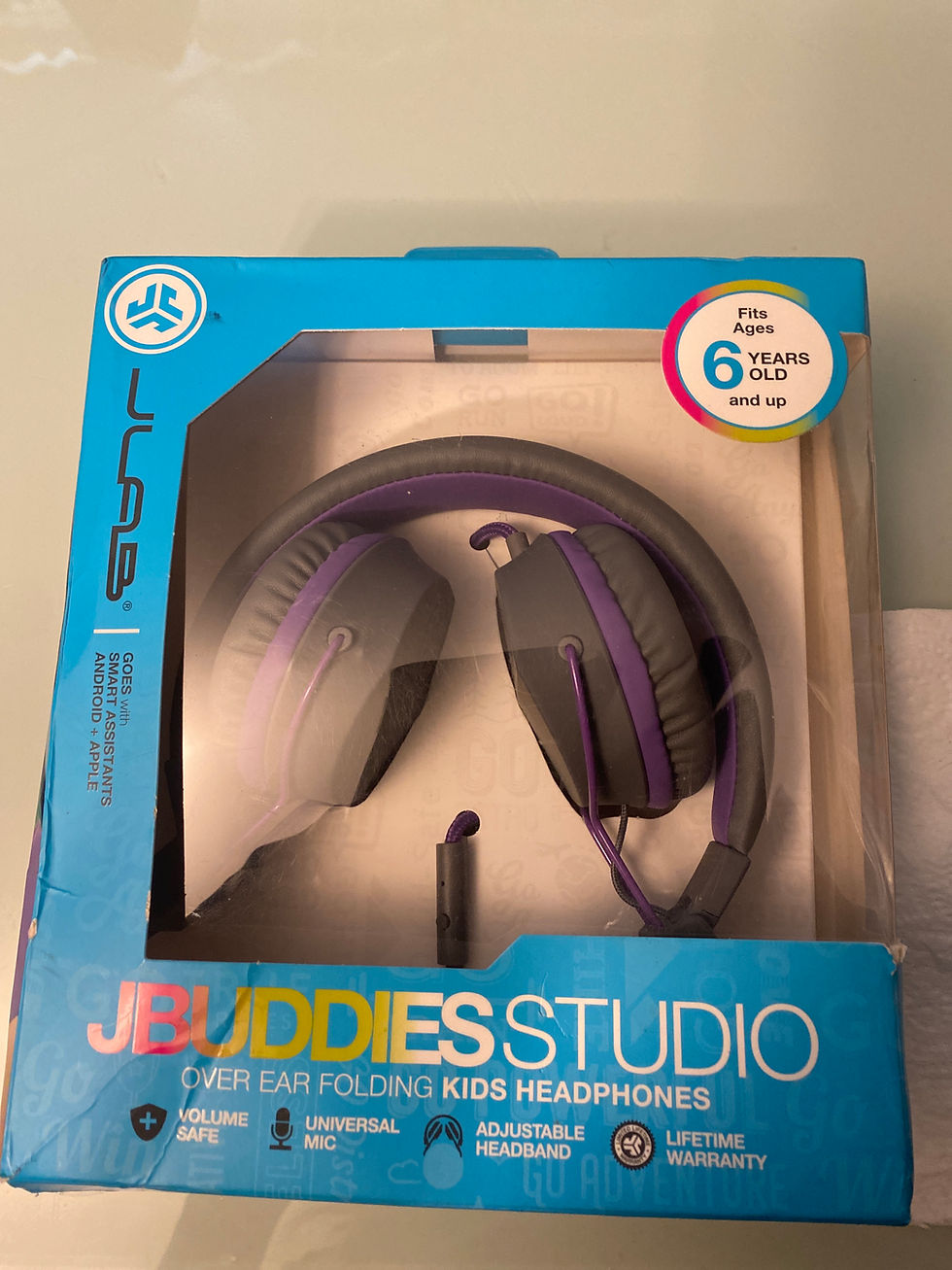 Thumbnail: JLAB JBuddies STUDIO Over Ear Folding Kids Wired Headphones Age 6+ Purple 