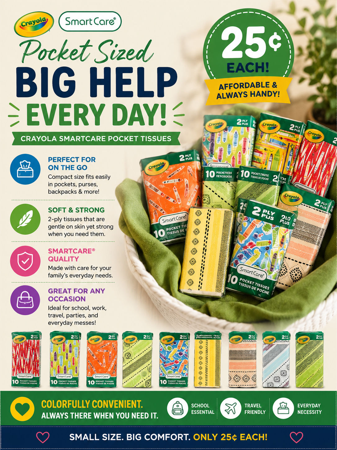 Crayola SmartCare Pocket Tissues – 25¢ Each