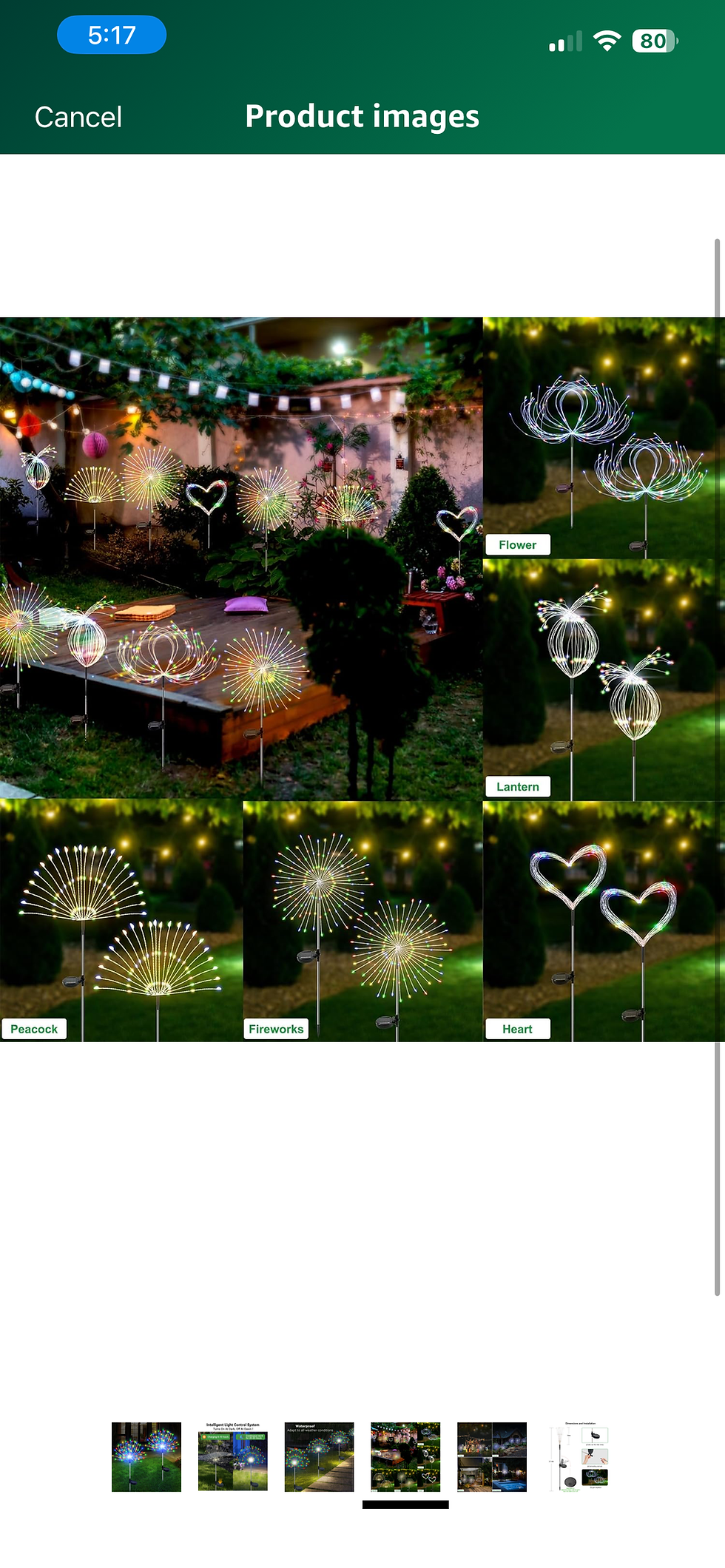 Thumbnail: Solar Garden Lights Outdoor Waterproof, 2 Pack 120 LED Solar Firework Lights Dec