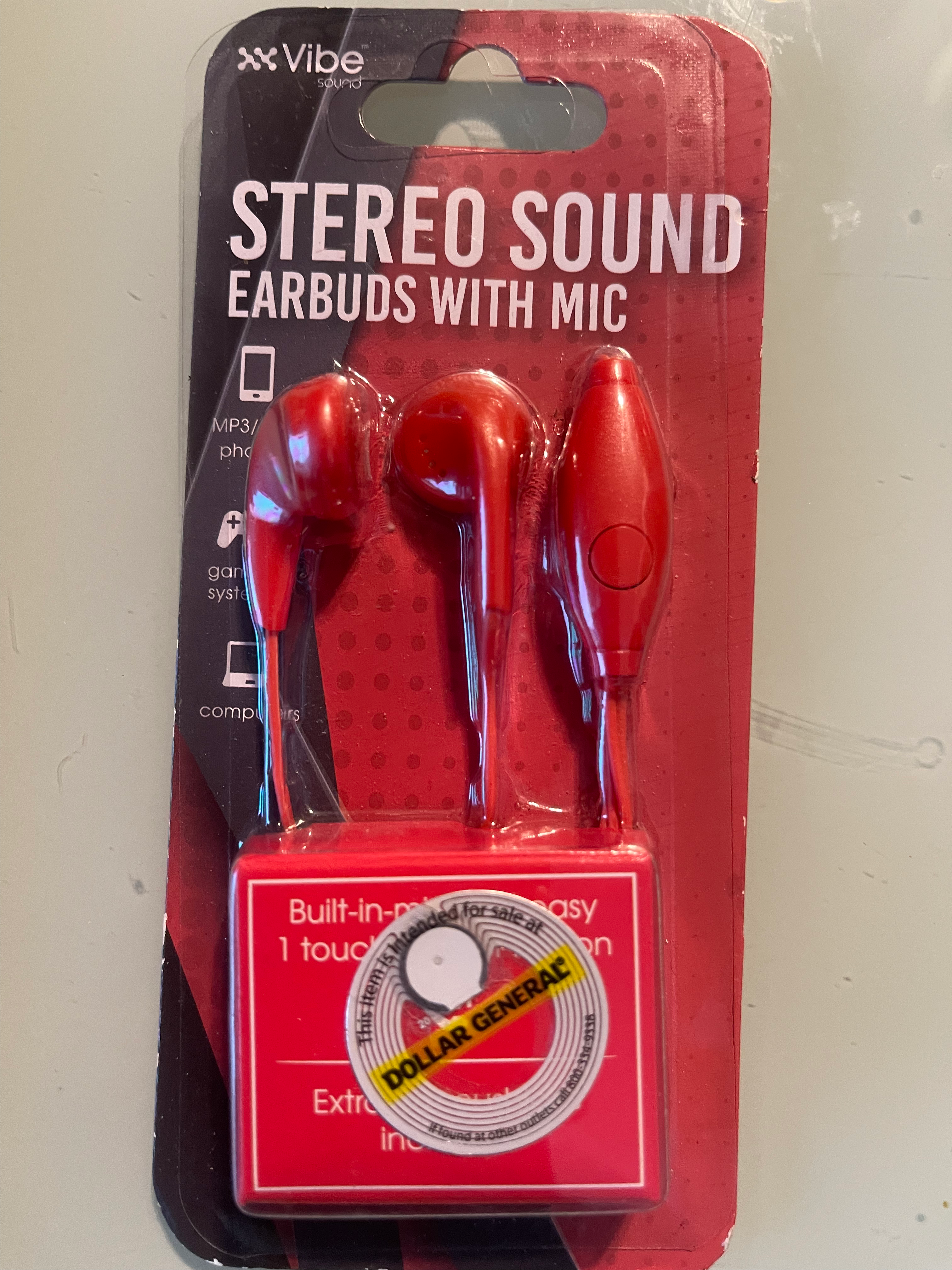 Vibe stereo sound earbuds with mic 