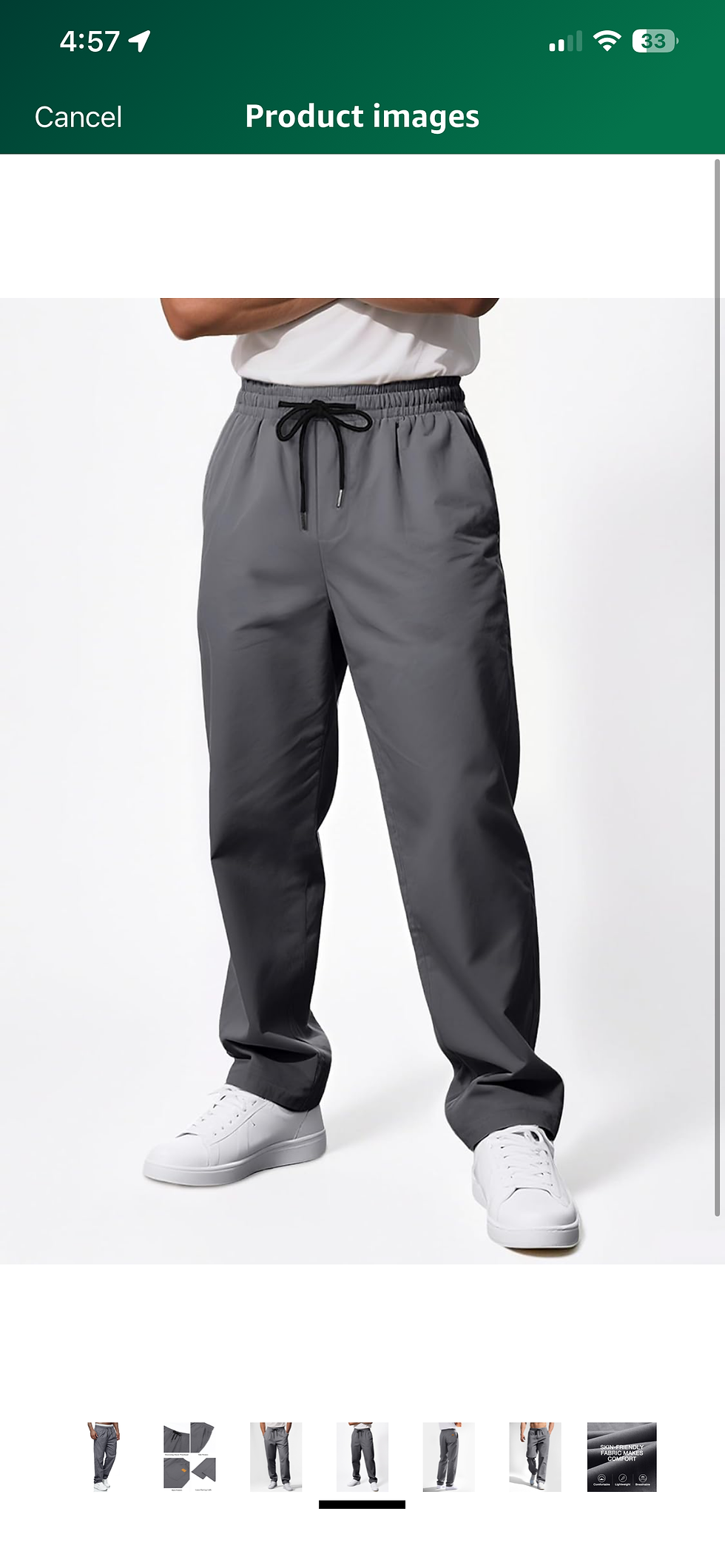 Thumbnail: Gray cotton loose fit pants 