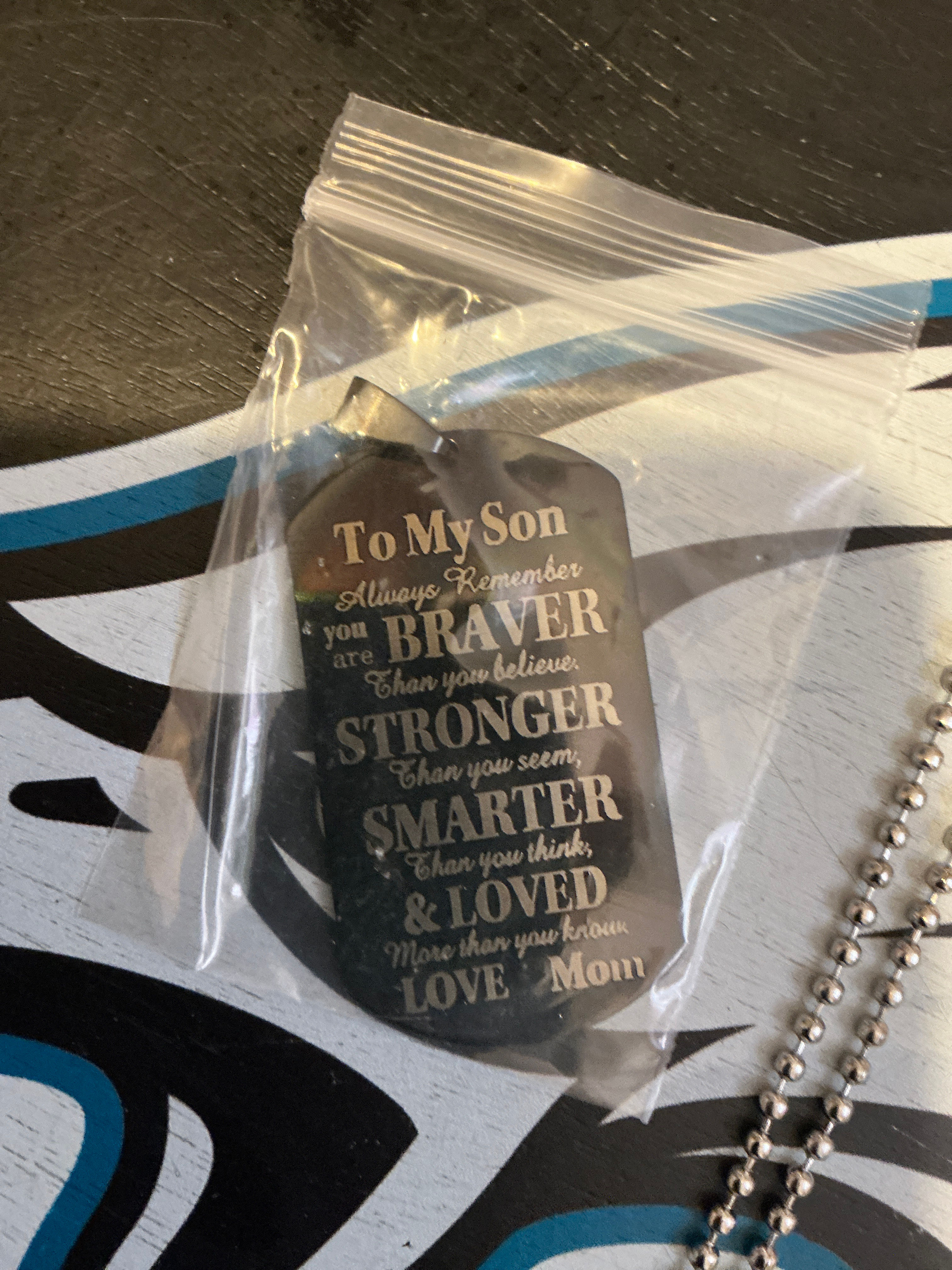 To My Son Dog Tag Necklace – Inspirational Message from Mom