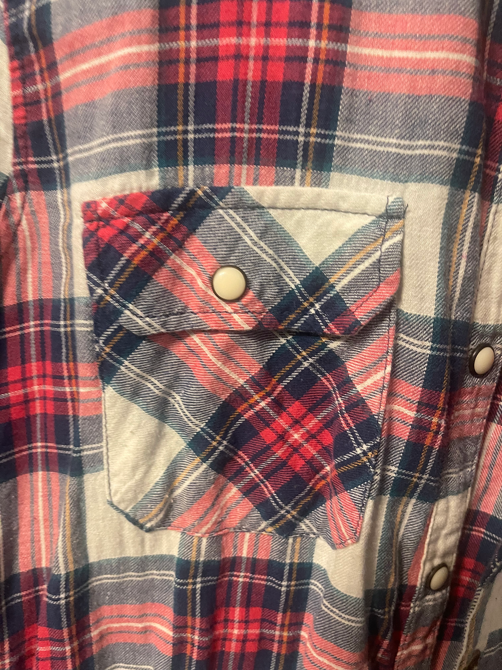 Thumbnail: Forever 21 Size large Ling Tank Flannel Plaid Western Shirt Tops