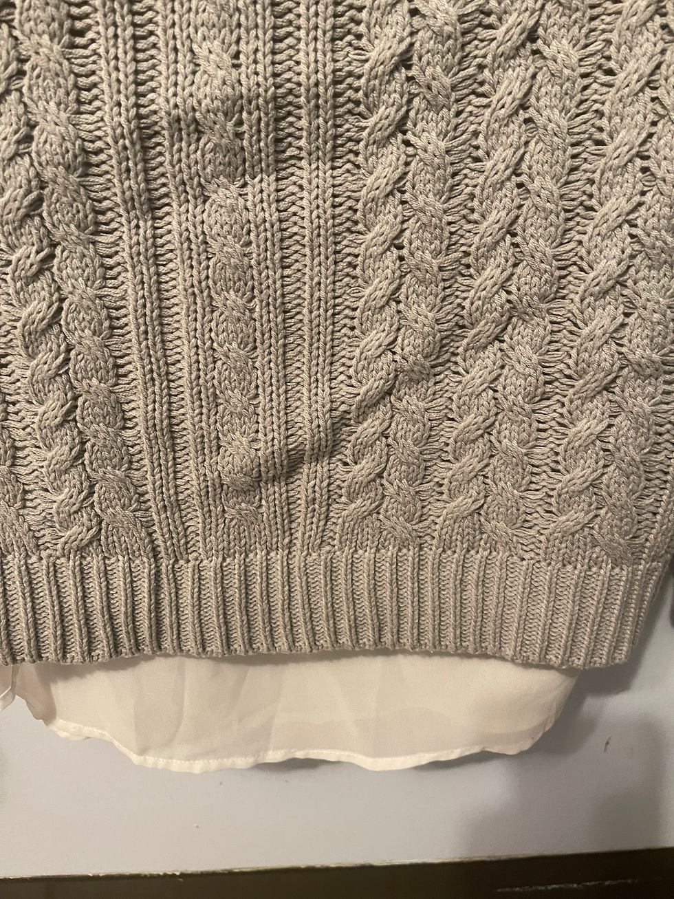 Thumbnail: Gray sweater with white tank top attached 
