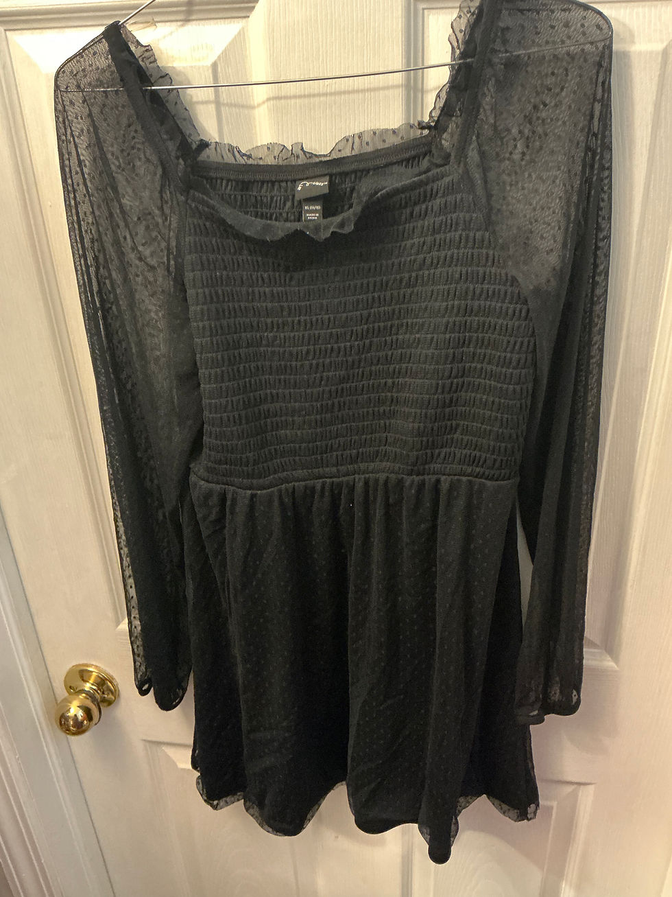 Thumbnail: The Children’s Place Girls Black Smocked Mesh Dress – Size XL (14/16)  🖤