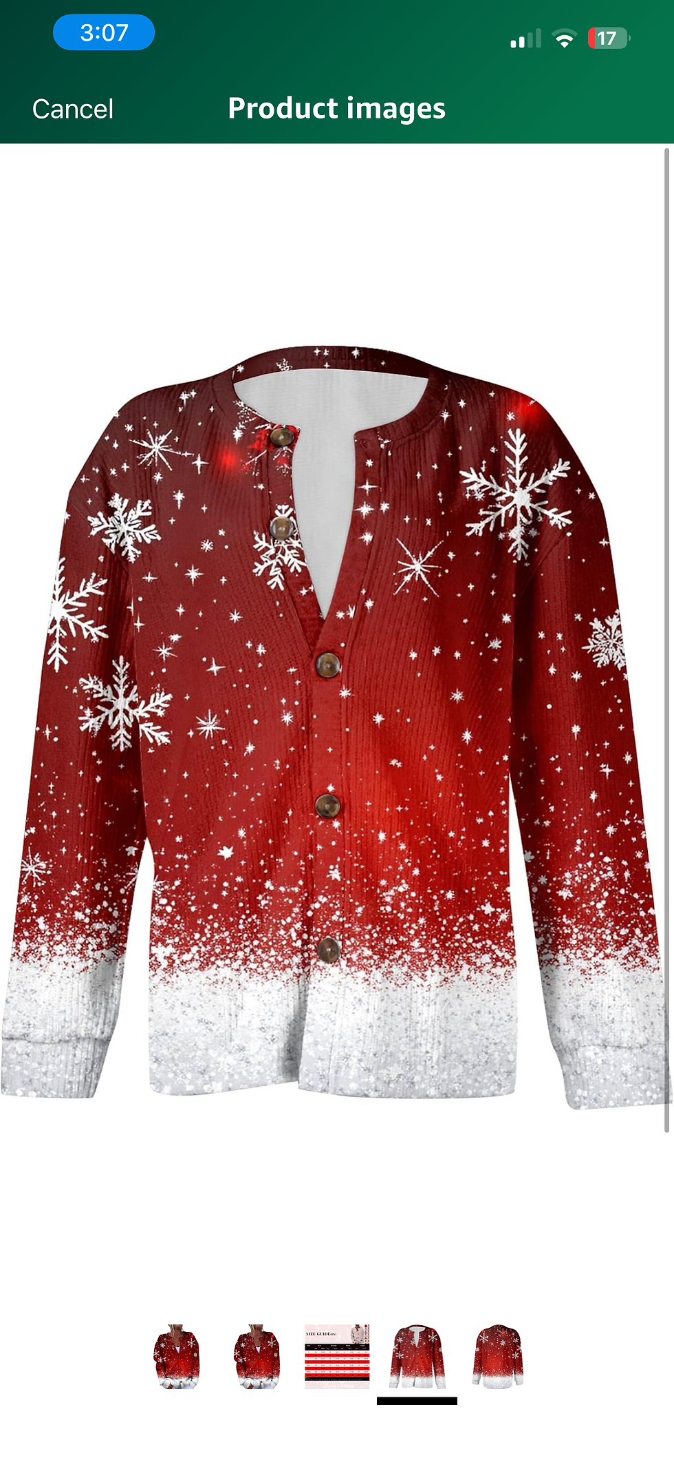 Thumbnail: Women’s Ugly Christmas Sweater – Chunky Oversized Cardigan – Cute Knit Graphic H