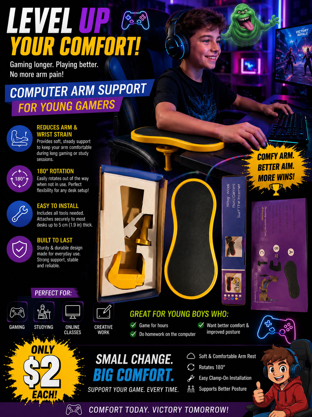 Computer Arm Support for Young Gamers