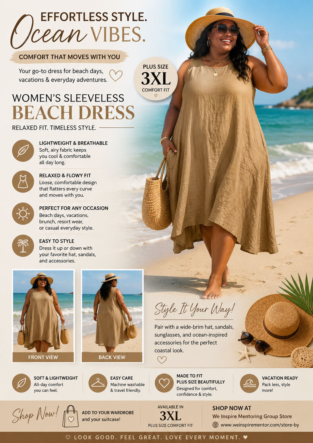 Women’s Sleeveless Beach Dress – Relaxed Coastal Style